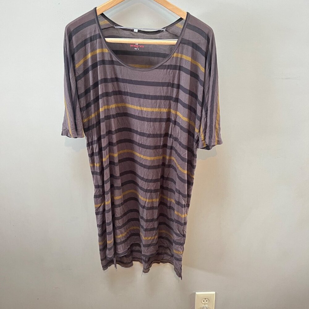 Pete & Greta By Johnny Was Womens Striped Mocha Dress S 100% Modal